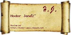Hodor Jenő névjegykártya